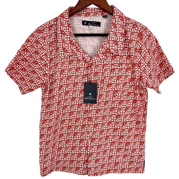 Ben Sherman Other - NEW NWT Ben Sherman LINEN BLEND BOYS Sz XL 18 Orange Shirt Top Beach Tropical